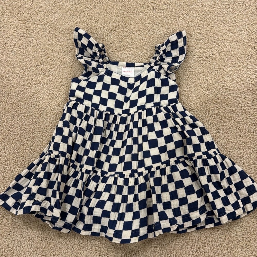 Flutter sleeve checkered dress